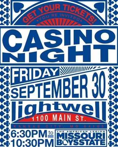 moboysstate's tweet photo. Friends, family, alumni around the Kansas City area: mark your calendars for a great fundraiser!

Your ticket makes you an instant high roller: it gets you a great evening, chips for gaming, buffet, and open bar for those 21 and over.

https://t.co/pLBEdPVK4S https://t.co/BsnYNWOJyh