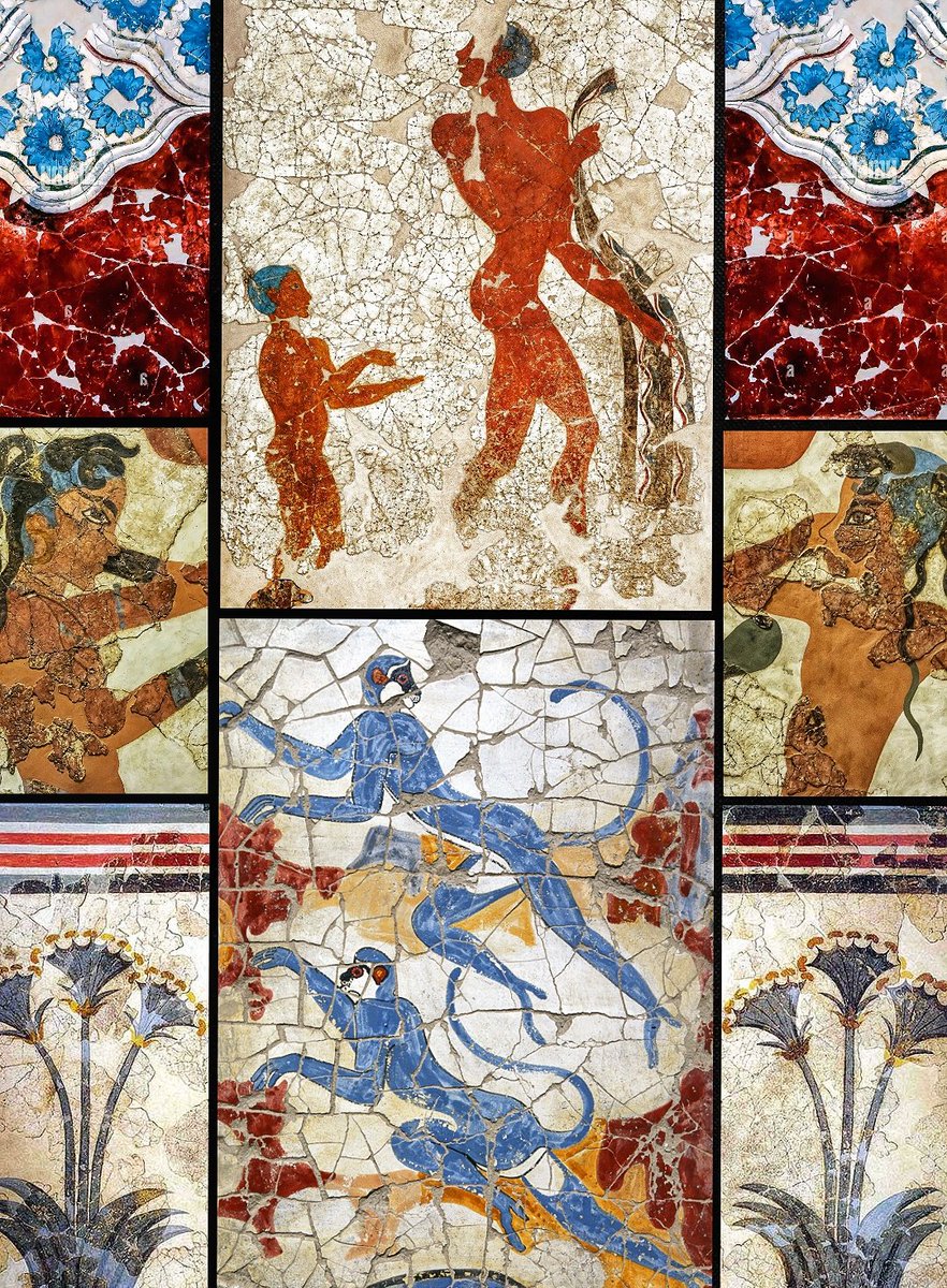 ArysPan's tweet image. Vibrant and colourful wall paintings of prehistoric #Akrotiri in Santorini. 
16th c. BC, Thera/Greece
#Archaeology