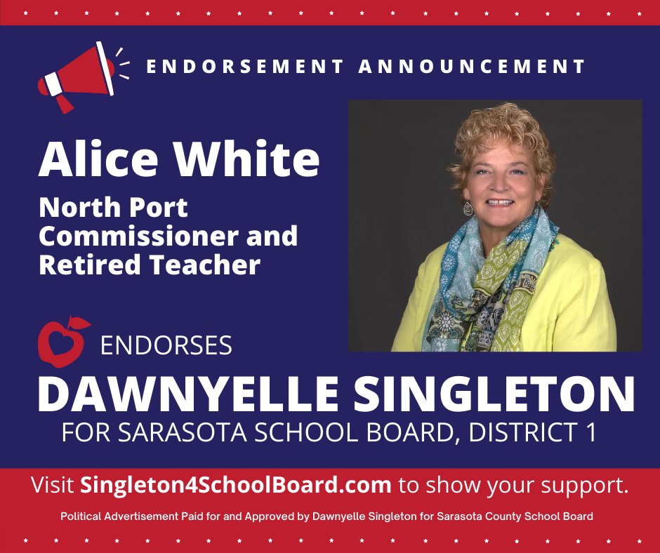 electsingleton1's tweet photo. Are you still undecided about voting for Dawnyelle Singleton? The choice is clear. Dawnyelle has proven that she is ready to be a School Board Member; these community members and organizations agree. If you believe in the value of public school education, #ElectSingleton https://t.co/R57Nal0rQg