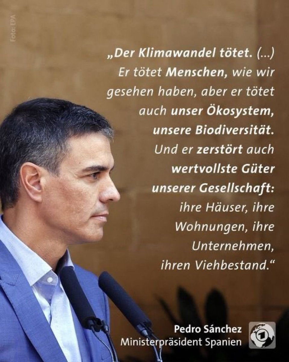 angelmartinezx2's tweet photo. En Alemania están compartiendo esto de @sanchezcastejon 

“El cambio climático mata. Mata a gente como nosotros. Mata también a nuestro ecosistema a nuestra biodiversidad. Y también destruye
los bienes más valiosos de nuestra sociedad: sus casas y apartamentos, empresas y ganado” https://t.co/OmUHQggXec