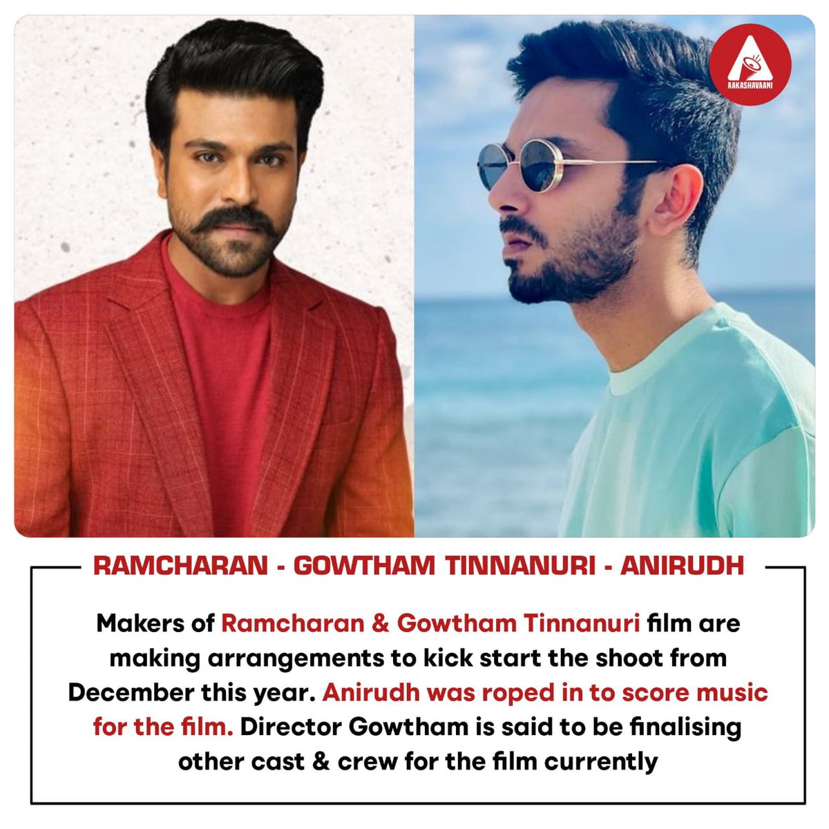 Anirudh is said to be the Music Director of #RC16 - #RamCharan - #GowthamTinnanuri Project..❣️

It's said to be a Romantic Drama & Heroine is not Finalised yet..✌️

Shoot Begins From December 2022..🌟