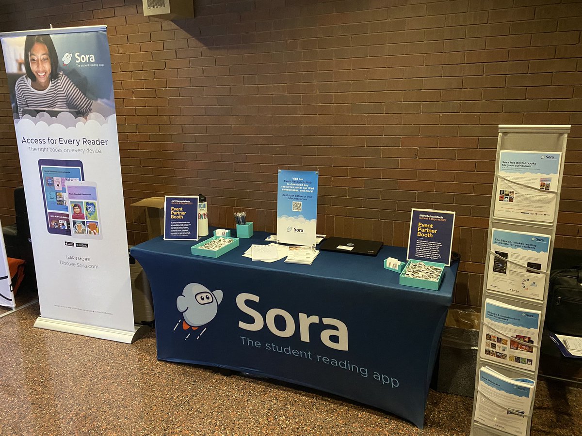 RegisReading's tweet photo. We are setup at the #NYCtechsummit to talk all things Citywide Digital Library on Sora! Come see us and join our sessions at 12 or 1:30 @NYCDOEOLS @missyji https://t.co/7wSDKSsk21