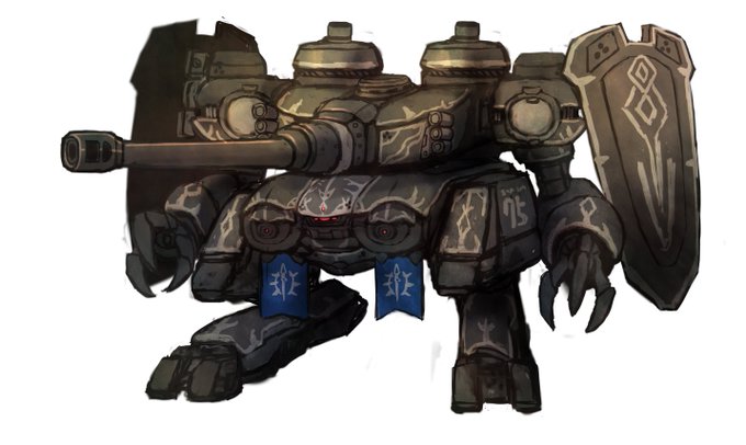 先日あげてみた戦車型ゴーレムのイメージ画を綺麗にしてみました(*'ω`)ノ✨
主砲は魔力弾。背中に背負っているのは魔石などを燃料とする魔導機関を搭載した動力炉です!
名前とアームの形どうしようか悩んじゃいますね…!いい案はないものか…? 