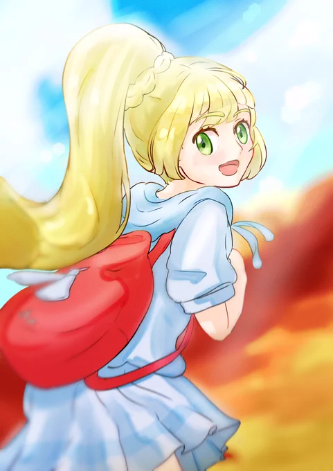 #トレーナーズサロンアート リーリエちゃん予想!一緒にチャンピオンロードを登ってる所を描きました#ポケマスEX #ポケマスアート 