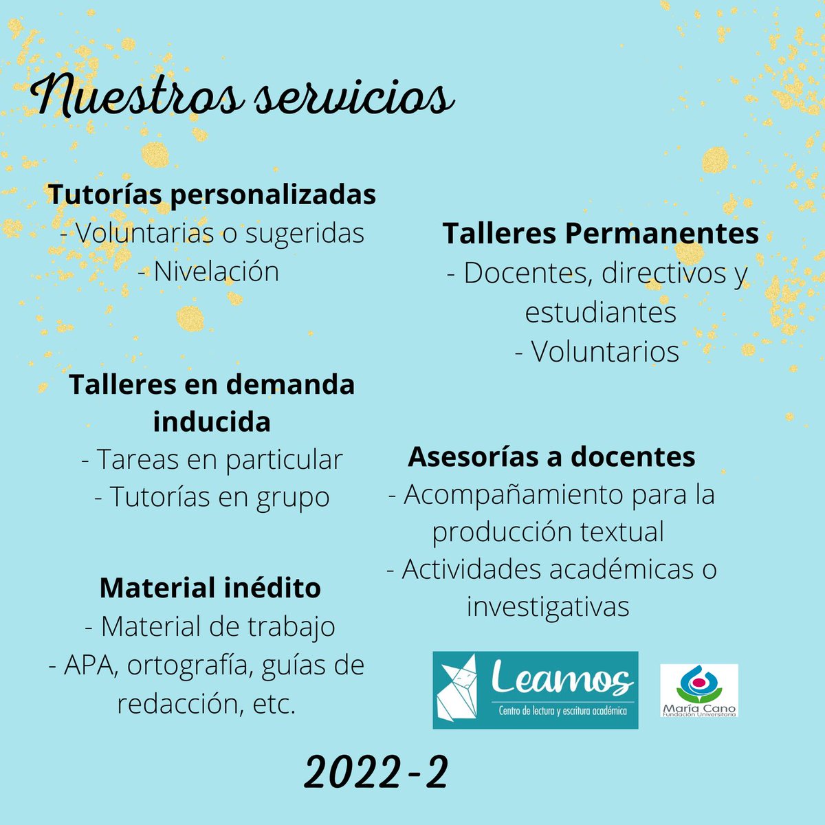 LeamosMariaCano's tweet photo. Bienvenidos✨, Leamos te espera en nuestro centro de lectura y escritura, para este nuevo periodo 2022-2 https://t.co/LNdHFuSfOH