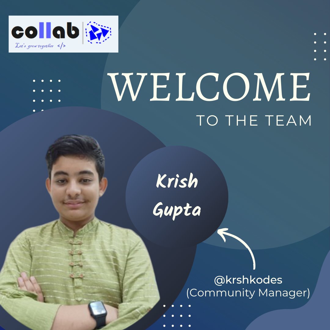 collab__'s tweet photo. We are delighted to share that @krshkodes  will be joining our community as community manager🎉🥳 https://t.co/elxwiXxq54