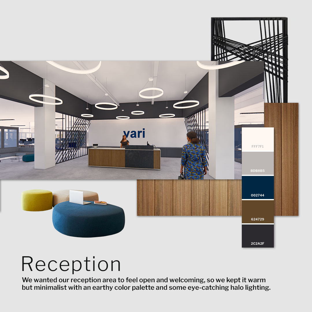 WorkWithVari's tweet image. We’re so excited to be moving to our new headquarters at VariSpace Coppell this month! Get some workspace inspo from this sneak peek of our new office design.