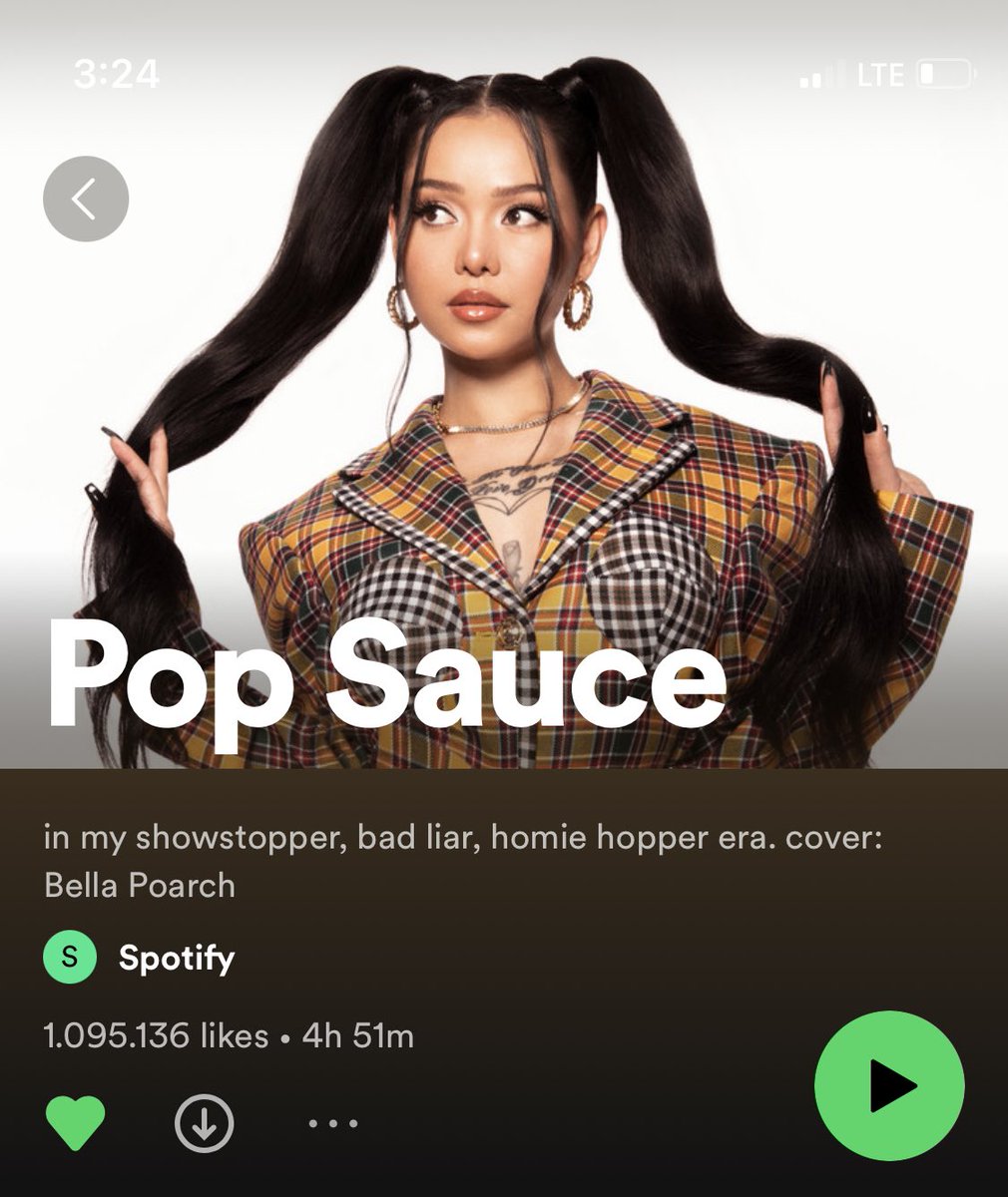 BellaPoaxch's tweet photo. Bella Poarch is now on the Cover of Spotifys "Pop Sauce" Playlist with 1Million+ likes #bellapoarch #SpotifyPlaylists #popsauce #Spotify https://t.co/ZTlJBQSEoO