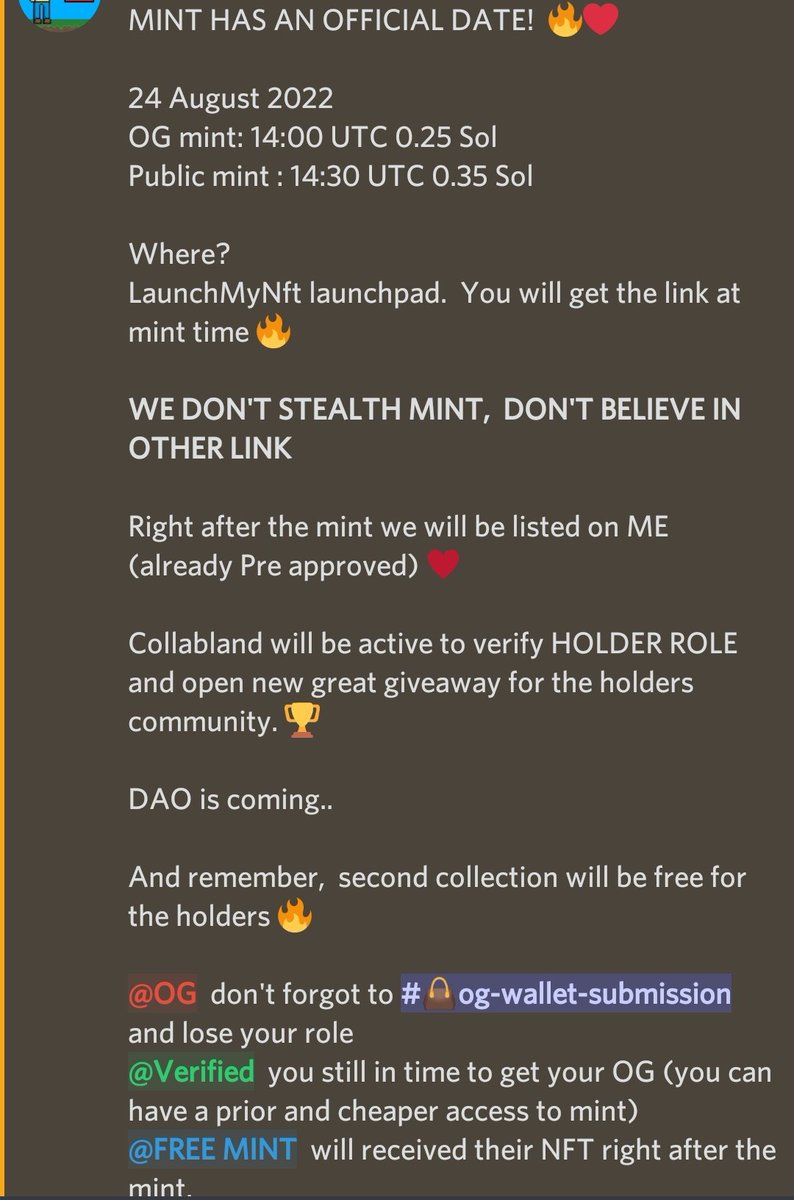 OneToTenMan's tweet photo. MINT IS OFFICIAL! 🔥

24th August 2022

OG MINT - > 14:00 UTC  0.25 SOL
PUBLIC MINT - > 14:30 UTC 0.35 SOL (not guaranteed) 🍀

We still have some OG SPOT for the late comers, still in time but need to rush. 🔥

Remember, from 0.25 to 1 to 10 Sol💰
ME is waiting for us! https://t.co/PVUg6gLi6t