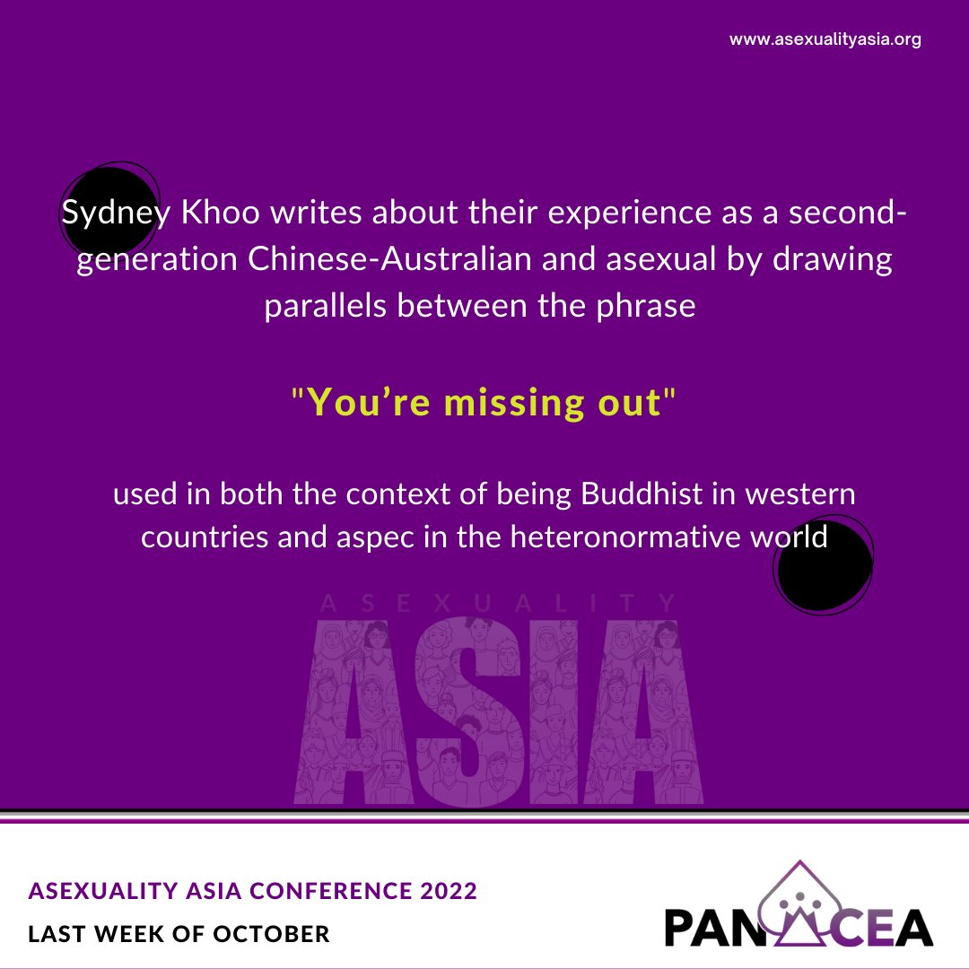 AsexualityAsia's tweet photo. Do you find people saying ""You're missing out"" as a poor response to your coming out? What are other experinces that make you feel marginalised in mainstream society?  Join the conversation in this week's experts speak! #PanACEa2022
#AsexualityAsia
#Asexuality
#ExpertSpeak https://t.co/OZPSsyQX6r