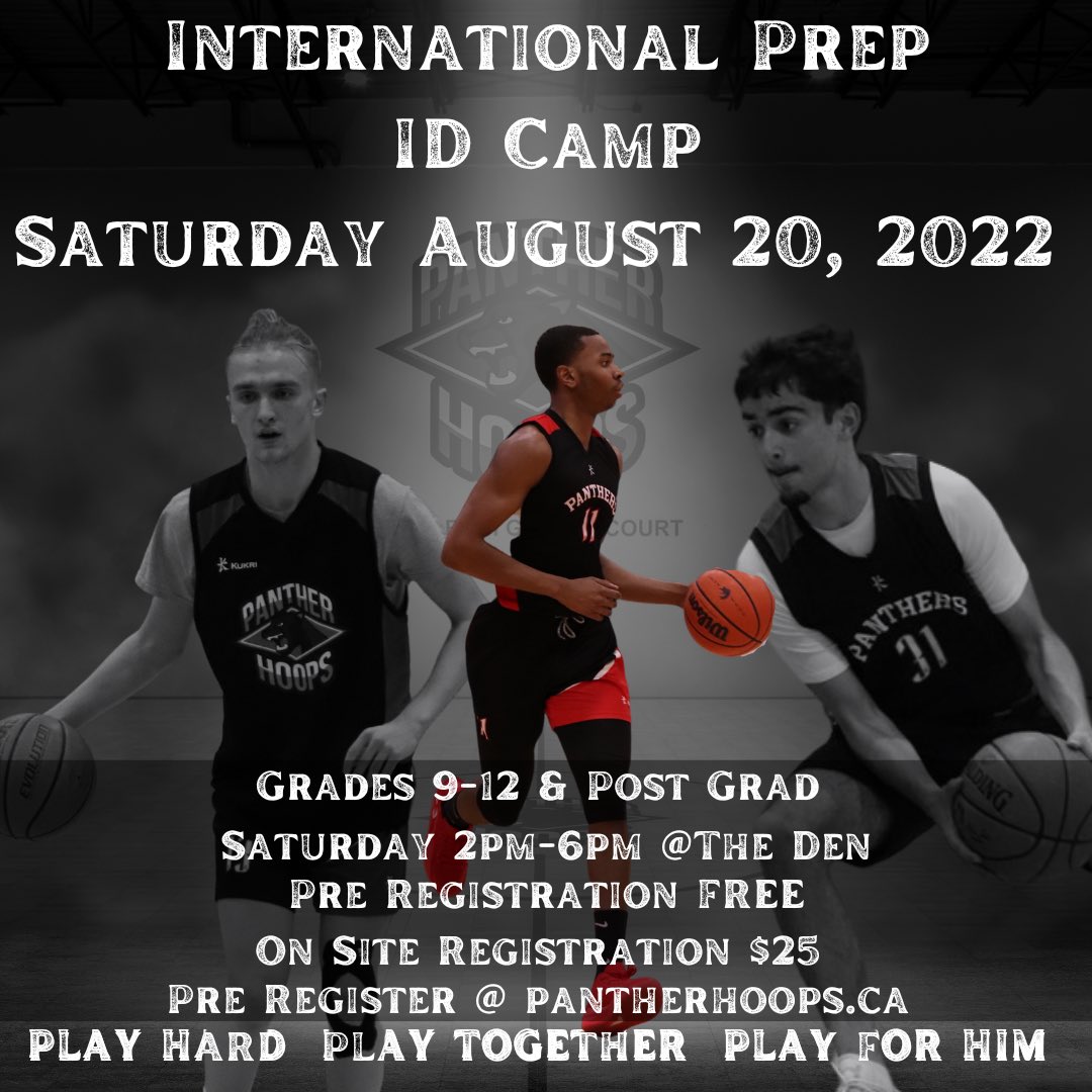 BC Christian Prep/ Panther Hoops Prep will be hosting an Open ID camp this Saturday 2-6pm at “The Den”. If you want to show you can compete at the highest level of high school basketball. Check it out pantherhoops.ca