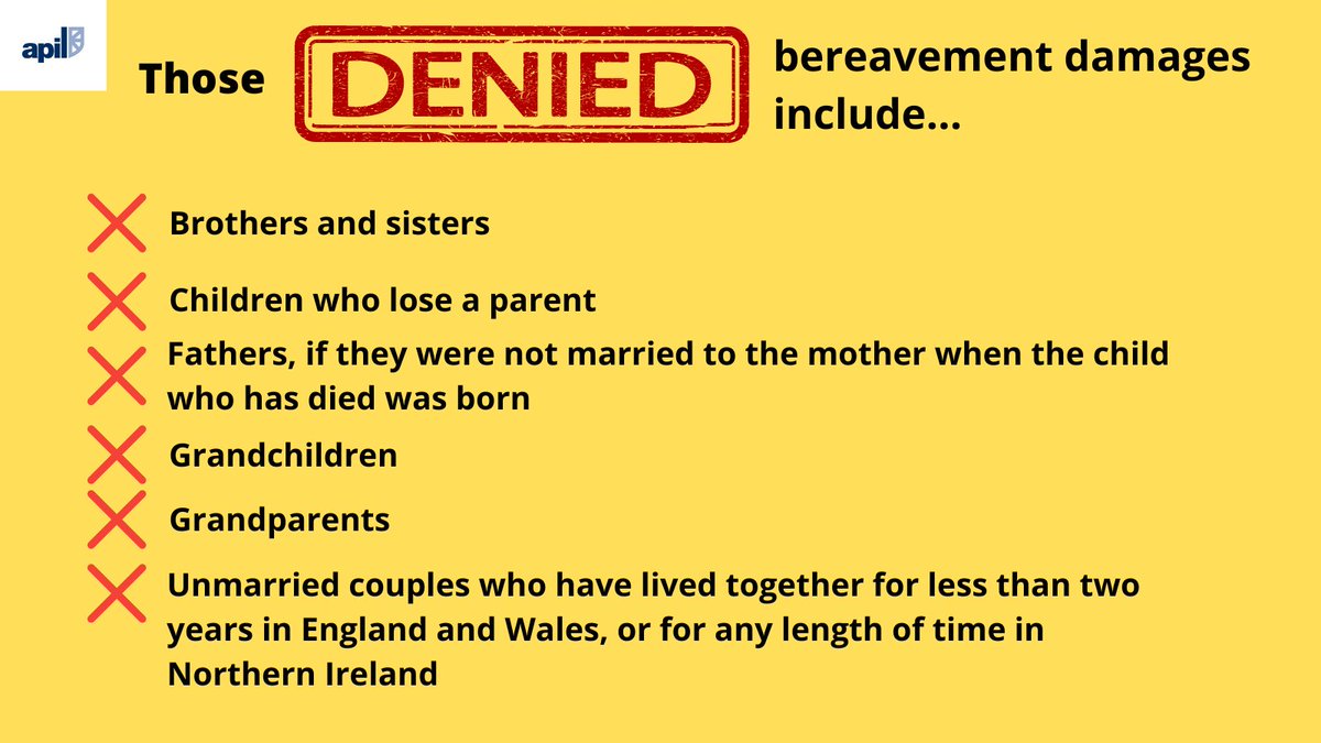 The law on bereavement damages fails to recognise the grief of many close family members. It is not fit for purpose. #Fairness4Families