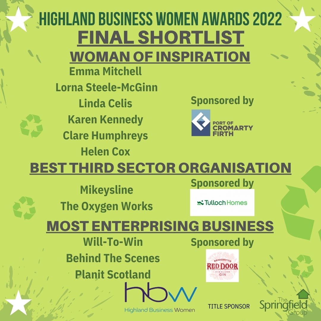 HBWC's tweet photo. 🏆 The final shortlist has been revealed for all 9 awards at the 2022 Highland Business Women Awards, here it is!🏆 https://t.co/N5VWeDk04q