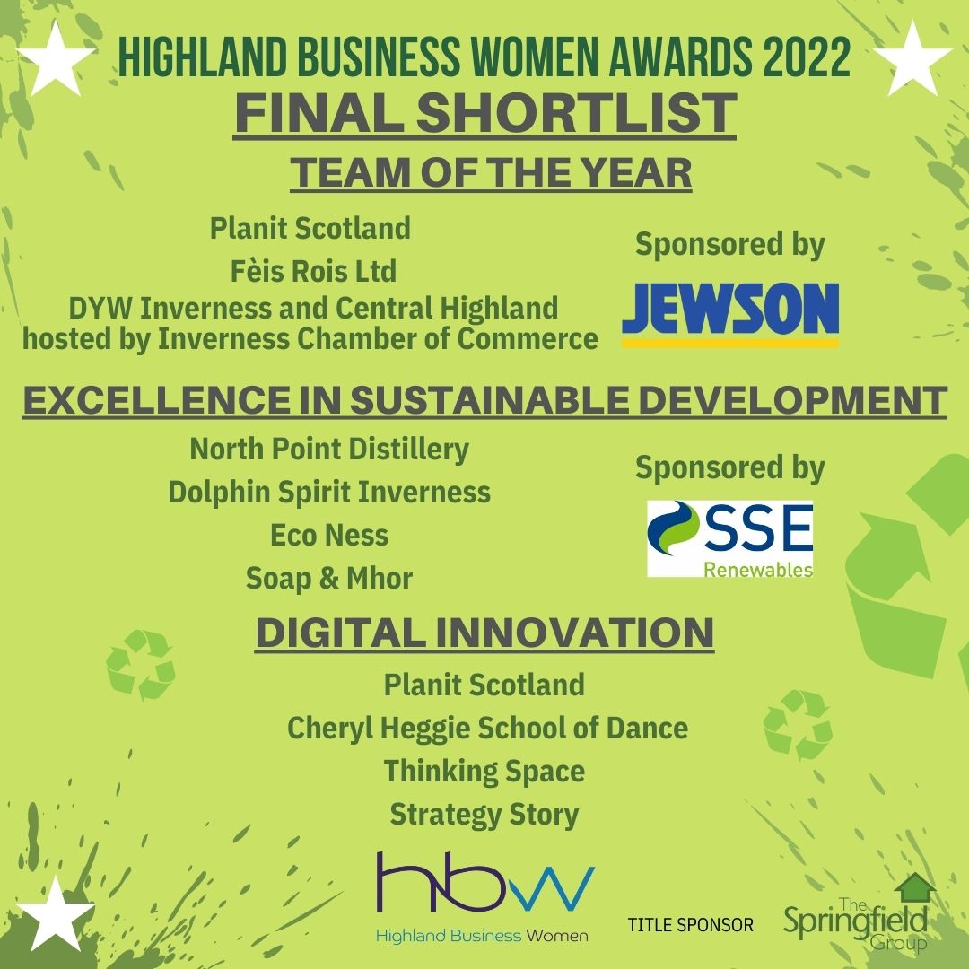 HBWC's tweet photo. 🏆 The final shortlist has been revealed for all 9 awards at the 2022 Highland Business Women Awards, here it is!🏆 https://t.co/N5VWeDk04q