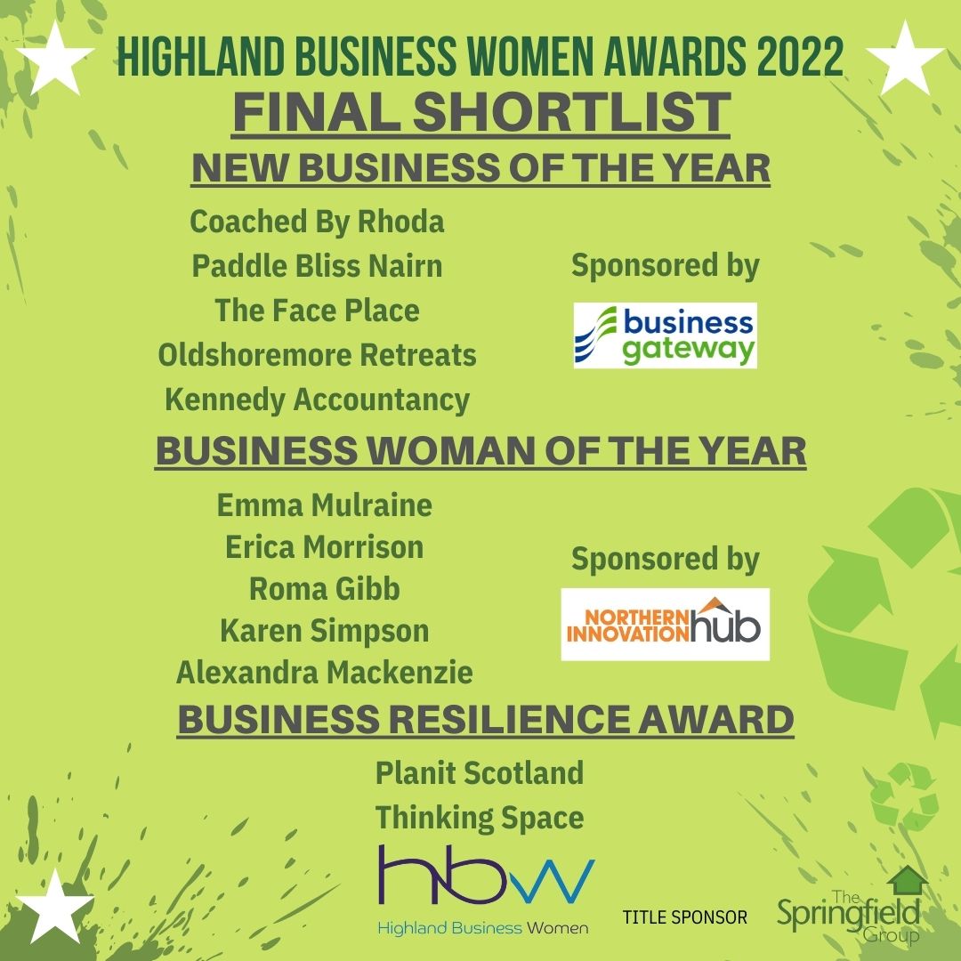 HBWC's tweet photo. 🏆 The final shortlist has been revealed for all 9 awards at the 2022 Highland Business Women Awards, here it is!🏆 https://t.co/N5VWeDk04q