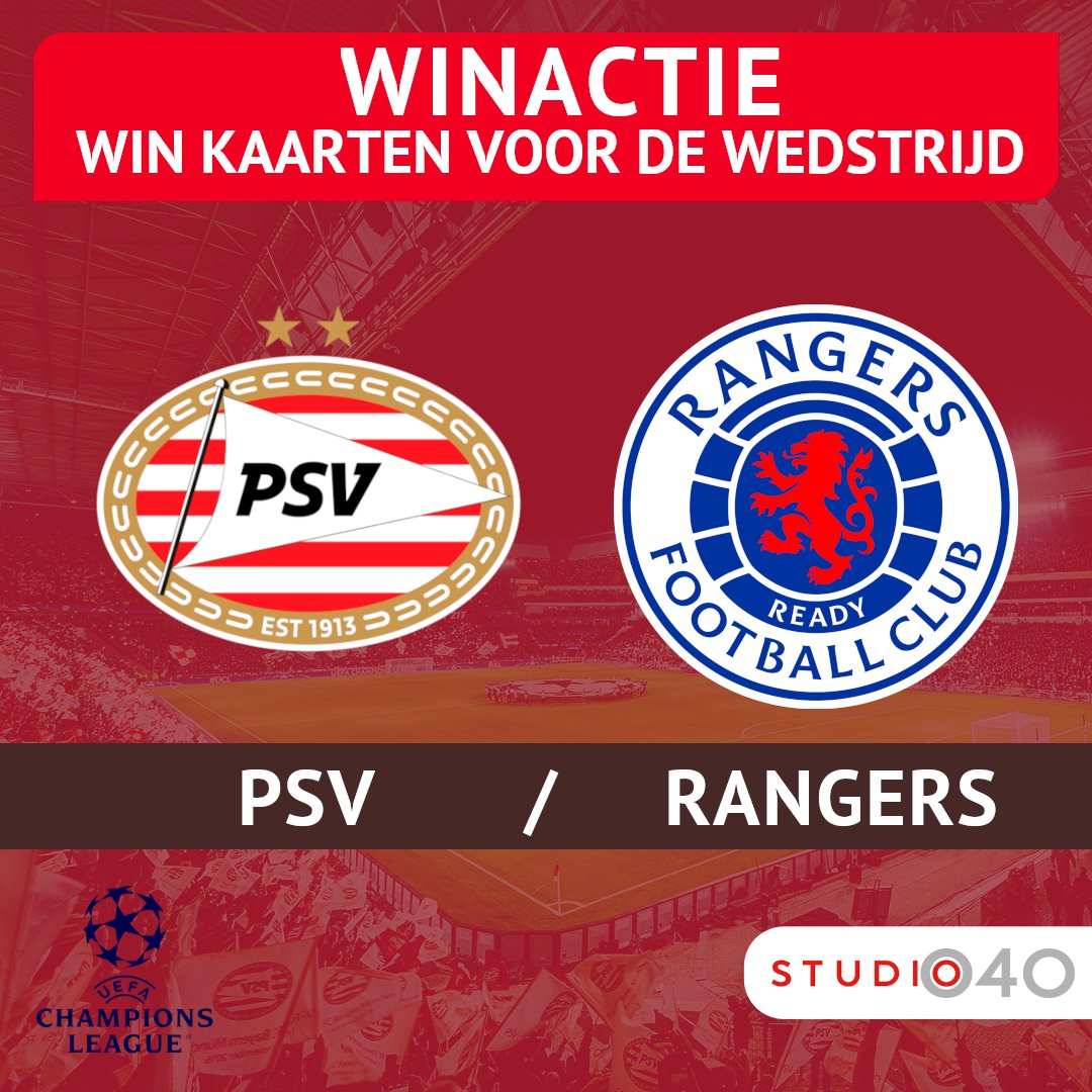 🔴⚪️ WINACTIE <a href="/PSV/">PSV</a> - <a href="/RangersFC/">Rangers Football Club</a>
Na het gelijkspel gisteren, kijken we vooruit naar de return op woensdag  de 24e.
En jij kan daar bij zijn! Van woensdag 17-8 t/m dinsdag 23
-8 maak je kans op 2 tickets.

SMS '040 + PSV + JE NAAM' naar 3010

#psvrangers #championsleague #eindhoven