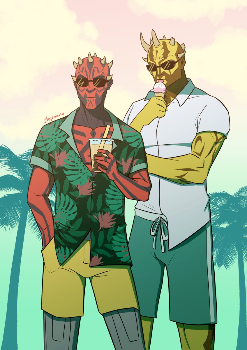 Shyranno's tweet image. Star Wars Summer Vacation but make it Maul and Savage because they deserve it