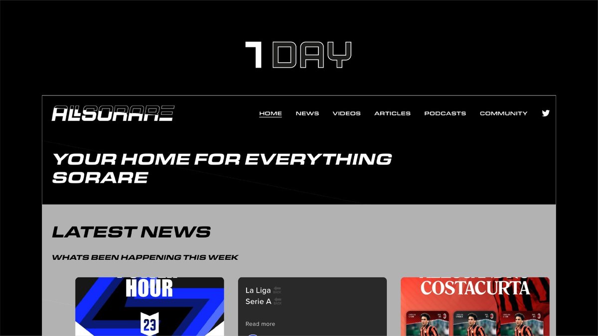 Thursday 18th August, 5pm BST, AllSorare goes live 🚀 

#sorare