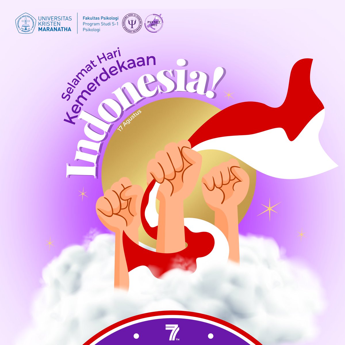 himapsimcu's tweet photo. Perjuangan tidak terhenti pada masa lalu, tapi terus berjuang hari ini atau esok tanpa batas.  Menggapai segala cita-cita, bangkit, pulih dan menjadikannya Indonesia Maju bersama-sama! 

Selamat Ulang Tahun Indonesiaku yang ke-77! https://t.co/SmjbHWmEcx