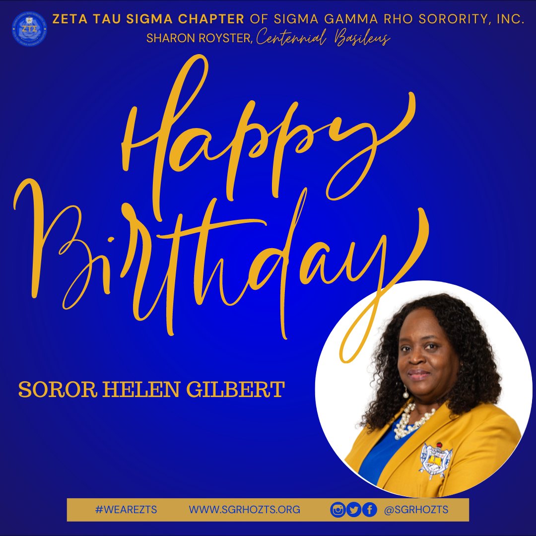 sgrhozts's tweet photo. Please join us in wishing Soror Helen Gilbert a happy birthday!

Enjoy your day, Soror!

#WeAreZTS
#SigmaGammaRho
#GreaterWomenGreaterWorld https://t.co/GdAVlqUc5Z