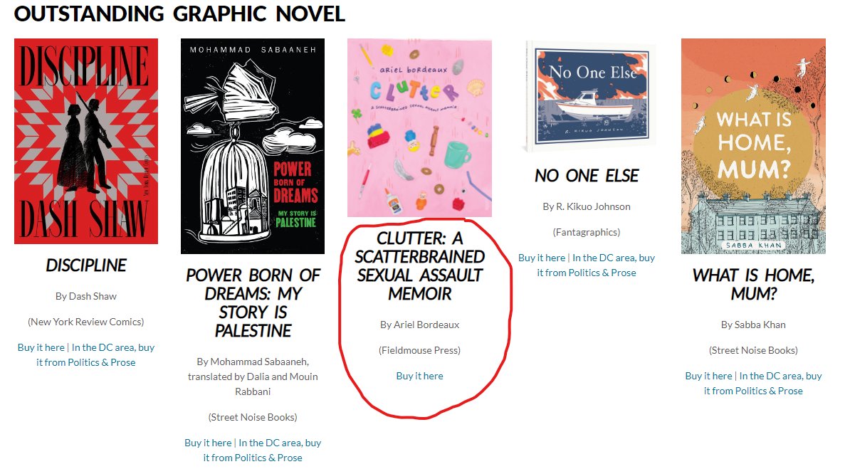 FieldmousePress's tweet photo. Honored to have published CLUTTER by @arielbordeaux 
and excited to see it recognized for its brilliance by the Ignatz judges (@SPXcomics)!
Check out all the nominees here: https://t.co/SdgnhwrnjR https://t.co/MPpAGJJ6NP