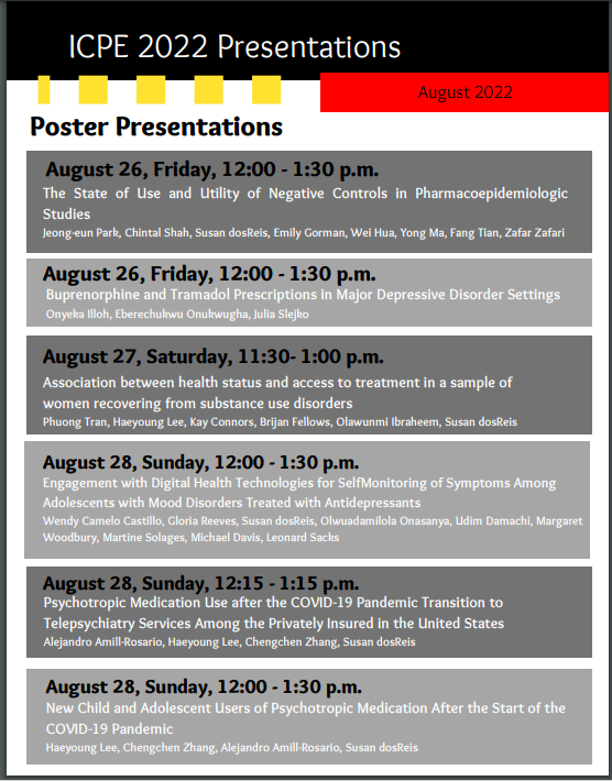 UMB_PHSRxHealth's tweet photo. The @ISPE_UMB chapter has compiled a list of all the @UMB_PHSRxHealth student &amp; postdoc &amp; faculty presentations at next week's @IntPharmacoEpi (ICPE/ISPE) conference in Copenhagen, Denmark! See you all there and kudos to all for such outstanding work! 👏🏼🔥🧿 https://t.co/F9nA2pcwb4