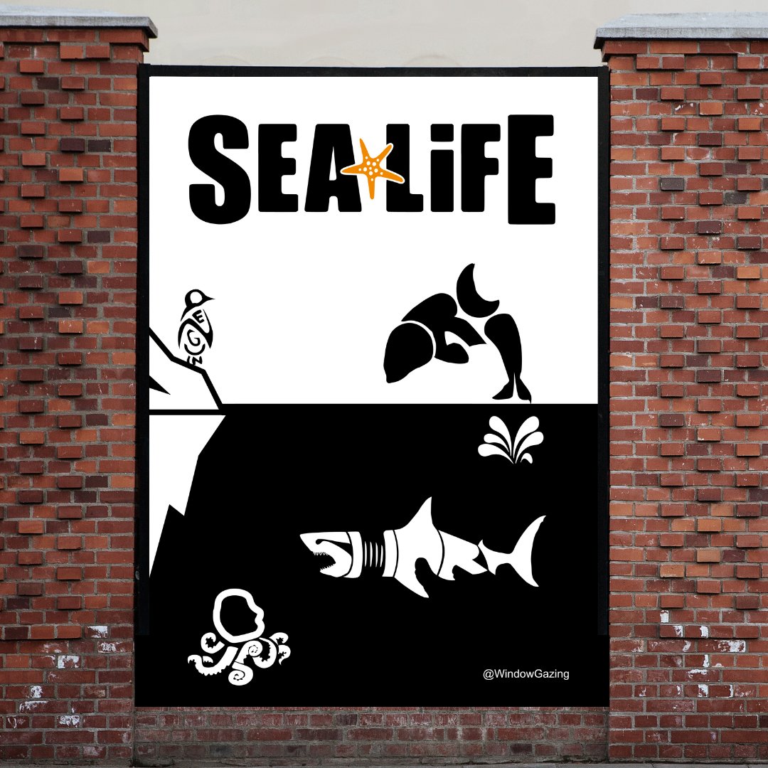 Poster for Sea Life  - See Life Differently 
<a href="/SEALIFEAquarium/">SEA LIFE Aquarium</a> <a href="/OneMinuteBriefs/">One Minute Briefs ⏱️</a> #Aquariums #creative #advertising #MarineWednesday #penguin #orca #shark #octopus #calligram