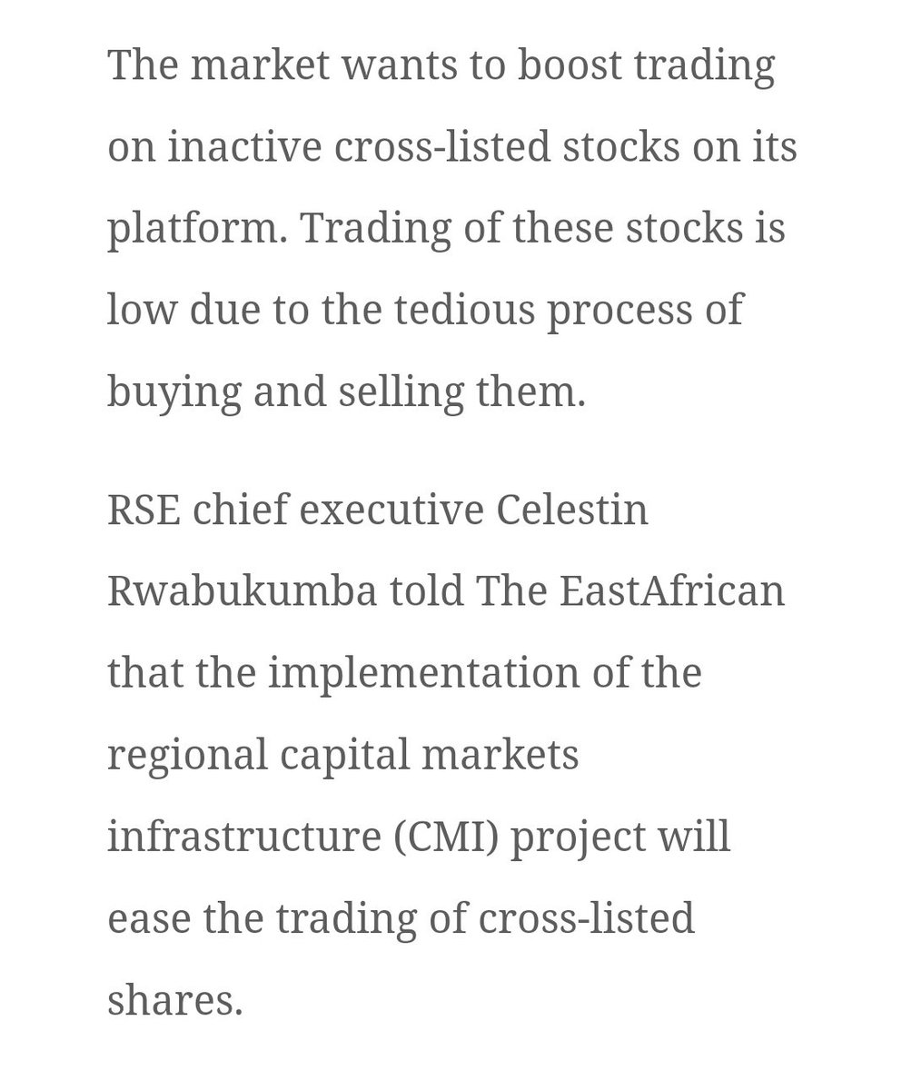 TheEasternAfri1's tweet image. The #Rwanda Stock Exchange (RSE) is eyeing the implementation of a unified electronic settlement system for regional bourses to bolster trading on its cross-listed shares.

-@The_EastAfrican