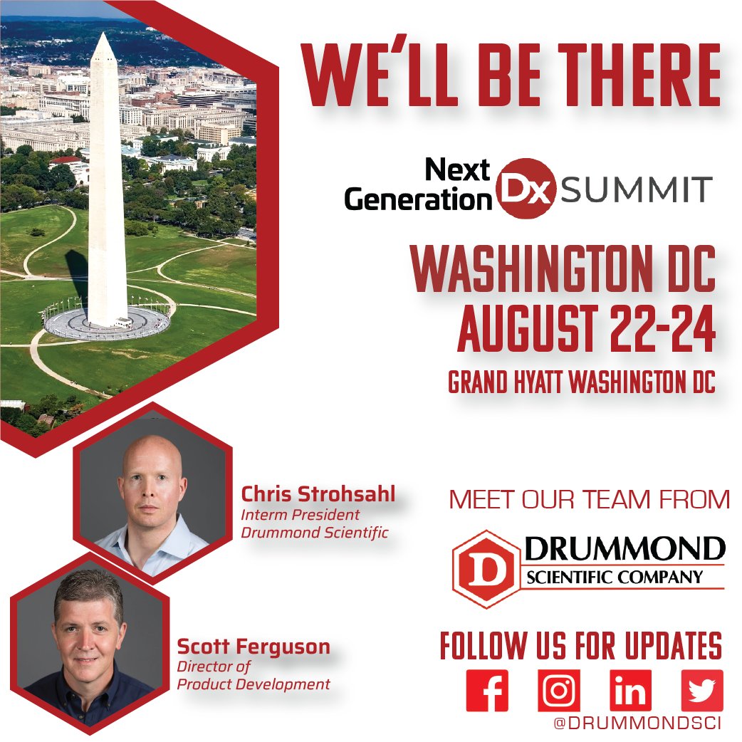 drummondsci's tweet photo. Drummond's own @Strohsahl and Scott Ferguson will be at this year's #NGDx22 in #washingtondc August 22-24.  Say hi as they walk the floor and collaborate on developing scalable manufacturing solutions for your needs.  Schedule a one-on-one meeting here: https://t.co/SxQju8Yybx https://t.co/WXaSP4cIzr