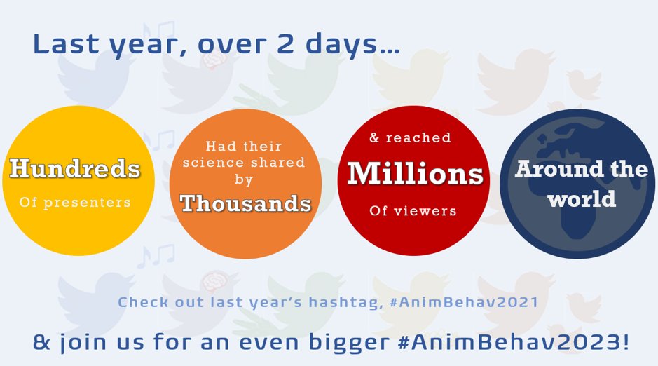 ASABeducation's tweet photo. With the #AnimBehav2023 hashtag, conference tweets reach participants all over the world! A #TwitterConference is a completely #costfree & #carbonfree way to connect with a global #network of #animal #behaviorists. Check out last year’s #AnimBehav2021 hashtag for inspiration! https://t.co/GjrNvSxHMO