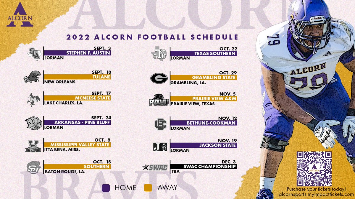 Alcorn Family, we are almost there!!! Have you missed football as much as we have? For the best bang for your buck, purchase your season tickets and parking passes at alcornsports.myimpacttickets.com. #FearTheBrave #BravesNation