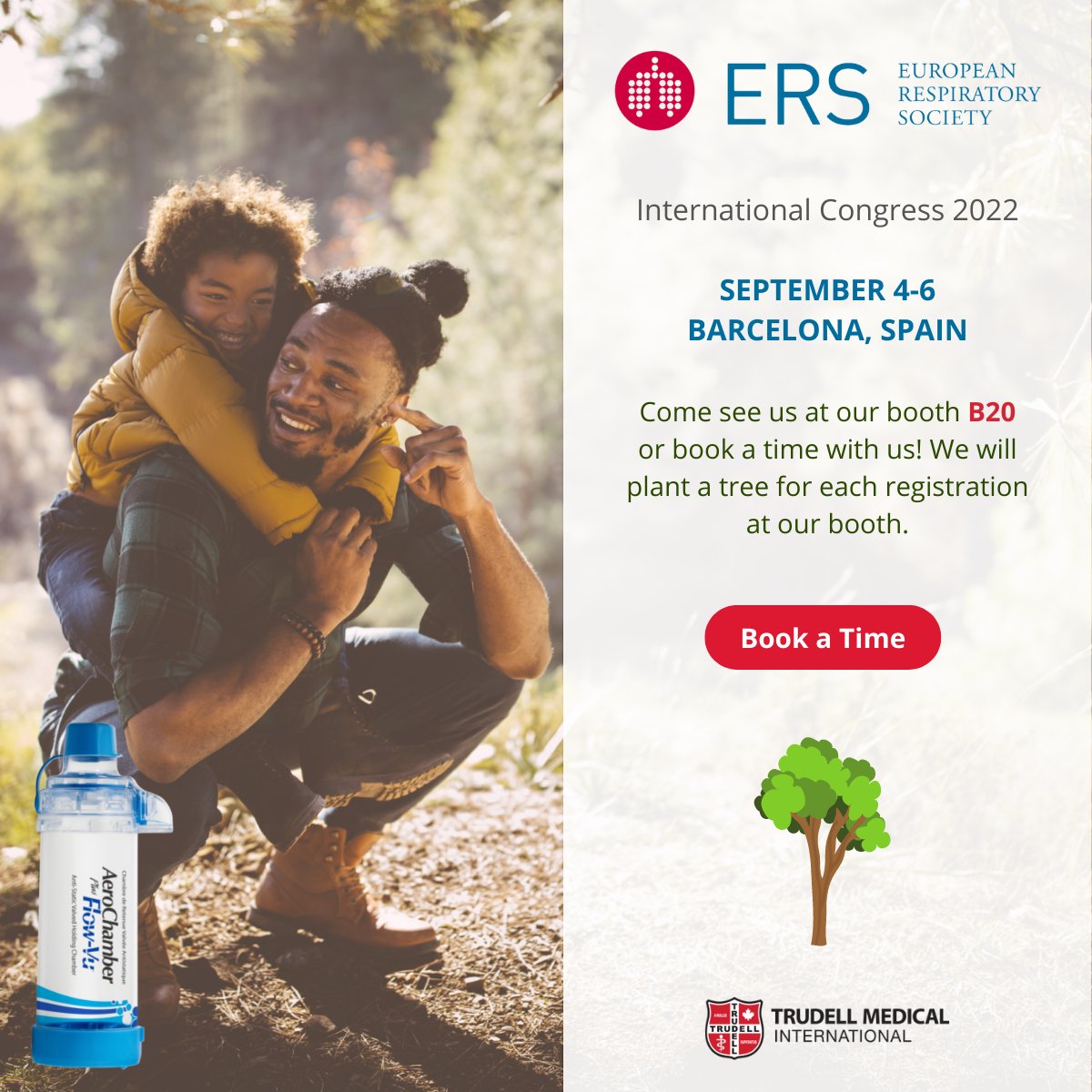 Make sure to visit us at booth B20 at this year's #ERS Intl Congress in Barcelona, Spain! to learn more about our products. As a part of our sustainability promise, we have decided to plant a tree🌳for each registration with us at the booth! calendly.com/trudellmedical…