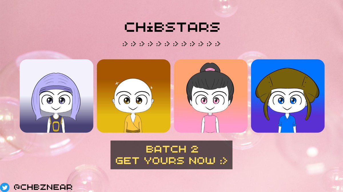 chbznear's tweet photo. Chibstars are NEAR!
https://t.co/1Itl2BzQ3f
:> :> :> :> :> :> :> :> :> :> :> :> :> :> :> :> :> :> :>

Only for 1.25 $NEAR!  
Weekly Batch 2!
#NEAR #NFT #NEARProtocol #nftart #nftartist #nftproject https://t.co/qmMcWyAZeZ