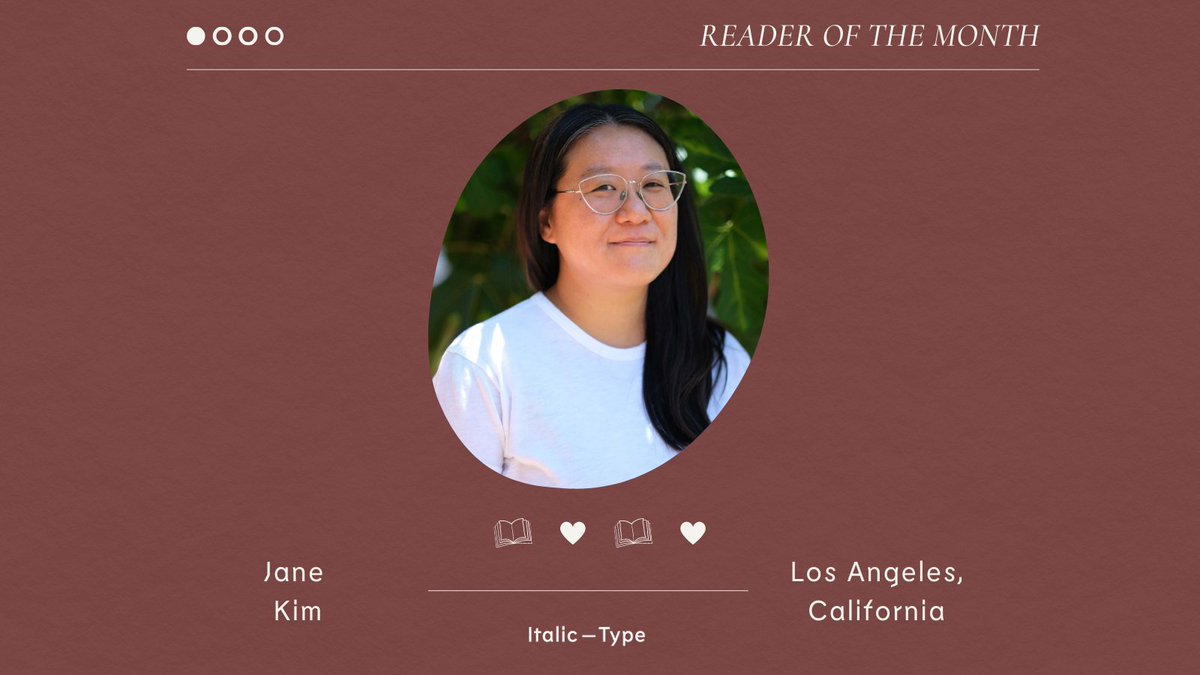 Meet <a href="/janeskimtron/">Jane S. Kim</a> - a brilliant writer, <a href="/PENamerica/">PEN America</a> Emerging Voices fellow + engineer.

She ❤️ Italic Type for encouraging thoughtful engagement with books with beautiful interface design. 

Learn more about Jane + the book she can't stop recommending: instagram.com/p/ChUx4DIsizm/