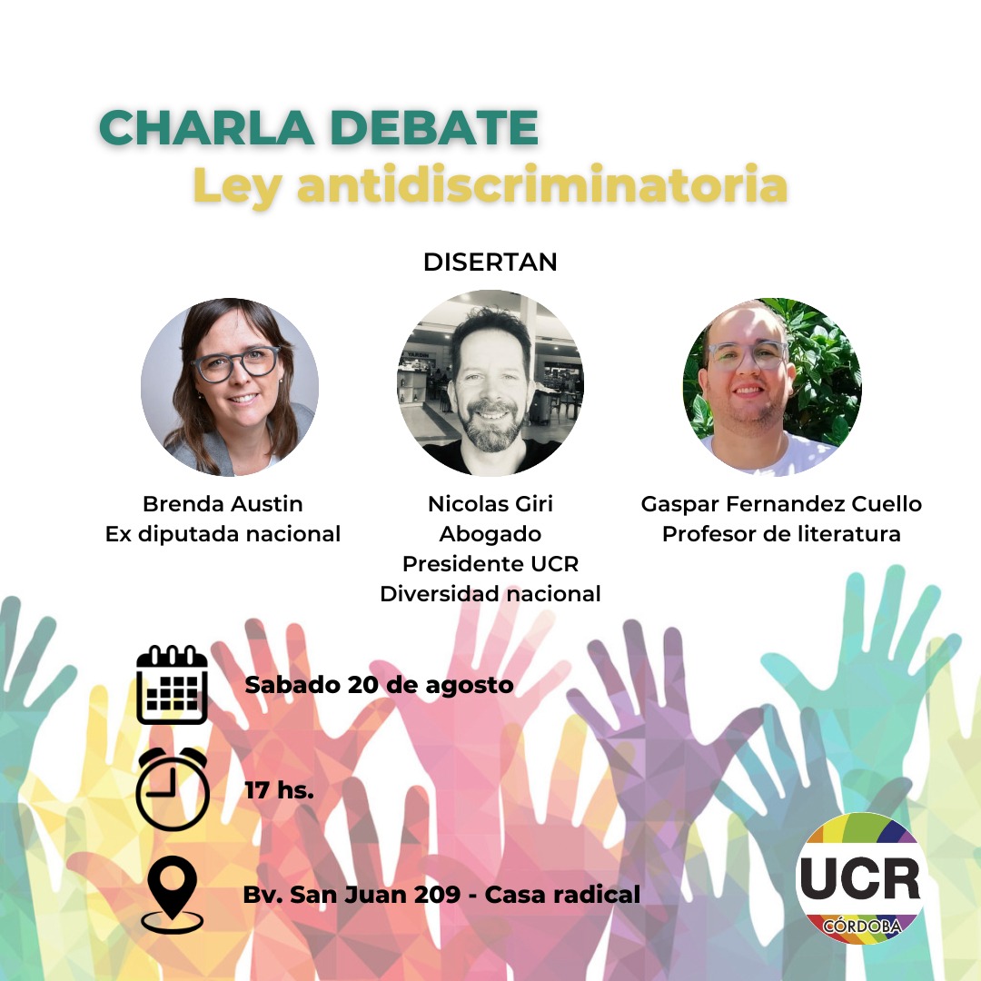 📢 20 de Agosto día del activismo por la Diversidad Sexual 

Te queremos invitar a seguir trabajando por los derechos humanos ✊

🗓️ Sábado 20 de agosto 
🕔 17:00hs
📍Casa Radical, Bv San Juan 209