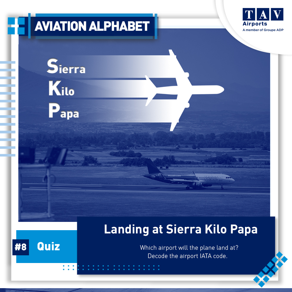 skopjeairport's tweet photo. βοΈ #AviationPhoneticAlphabet
#8 Quiz
Landing at Sierra Kilo Papa (for SKP)
Which airport will the plane land at?
Decode the airport IATA code.
#AviationAlphabet #airportlife #aviationdaily #aviationlovers #aviationworld #airportspottings #aviationlearningcorner https://t.co/nc5uVUr9gC