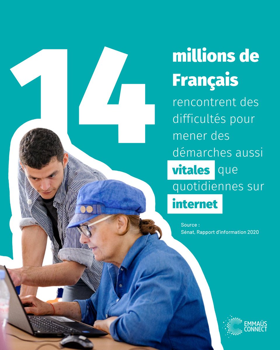 EmmausConnect's tweet photo. ⚕️Prendre rendez-vous chez le médecin, 💳 accéder à ses droits, 📧 gérer ses emails, 💼 trouver un emploi... 🚨​ 14 millions de Français n'y parviennent pas sur internet (Source : Sénat, 2020)

Rejoignez-nous pour lutter contre l'exclusion numérique ➡️ https://t.co/oDo5xph7l1 https://t.co/uhuDf97Nm2