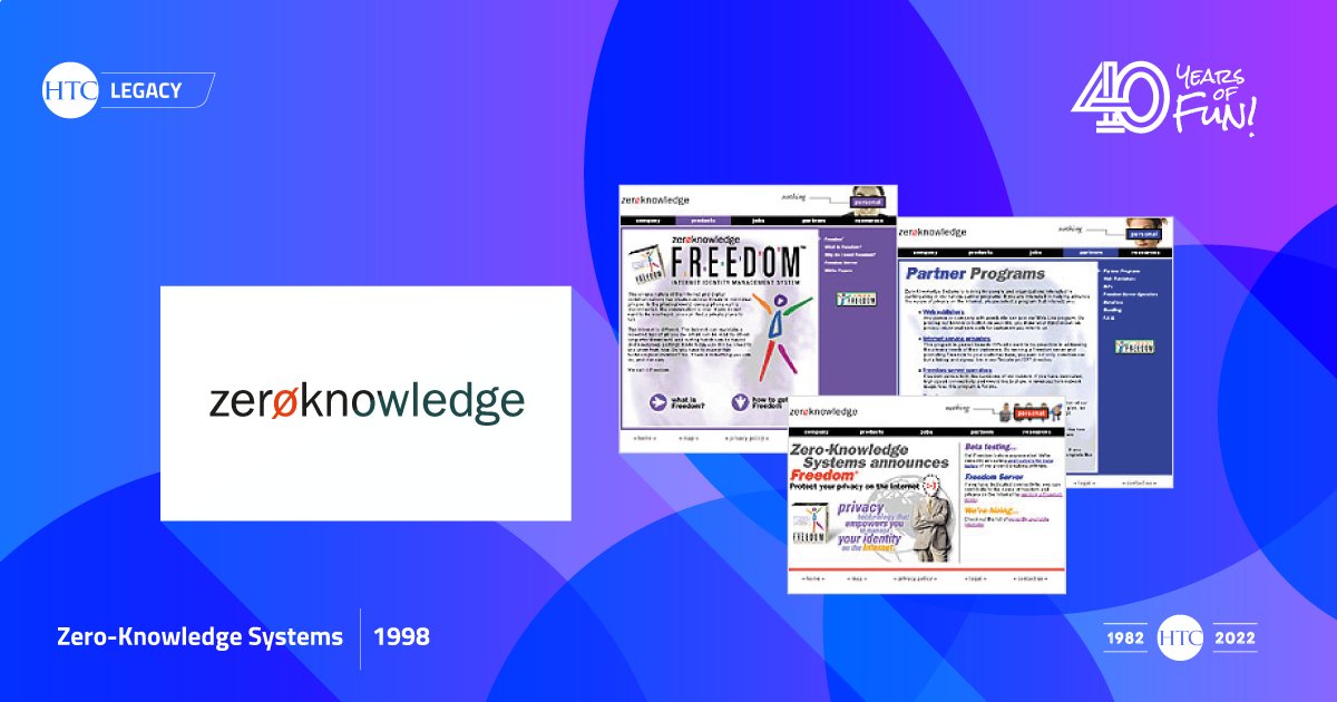 HTCWebSolutions's tweet photo. HTC created, designed and produced the branding and web program for Zero-Knowledge Systems, the privacy darling in the early days of the Internet. 🌐⚡
#ZeroKnowledge #internet #privacy #tech #technology #40YearsofFun #HTC #webdesign #earlyweb https://t.co/rAqR5WFtg1