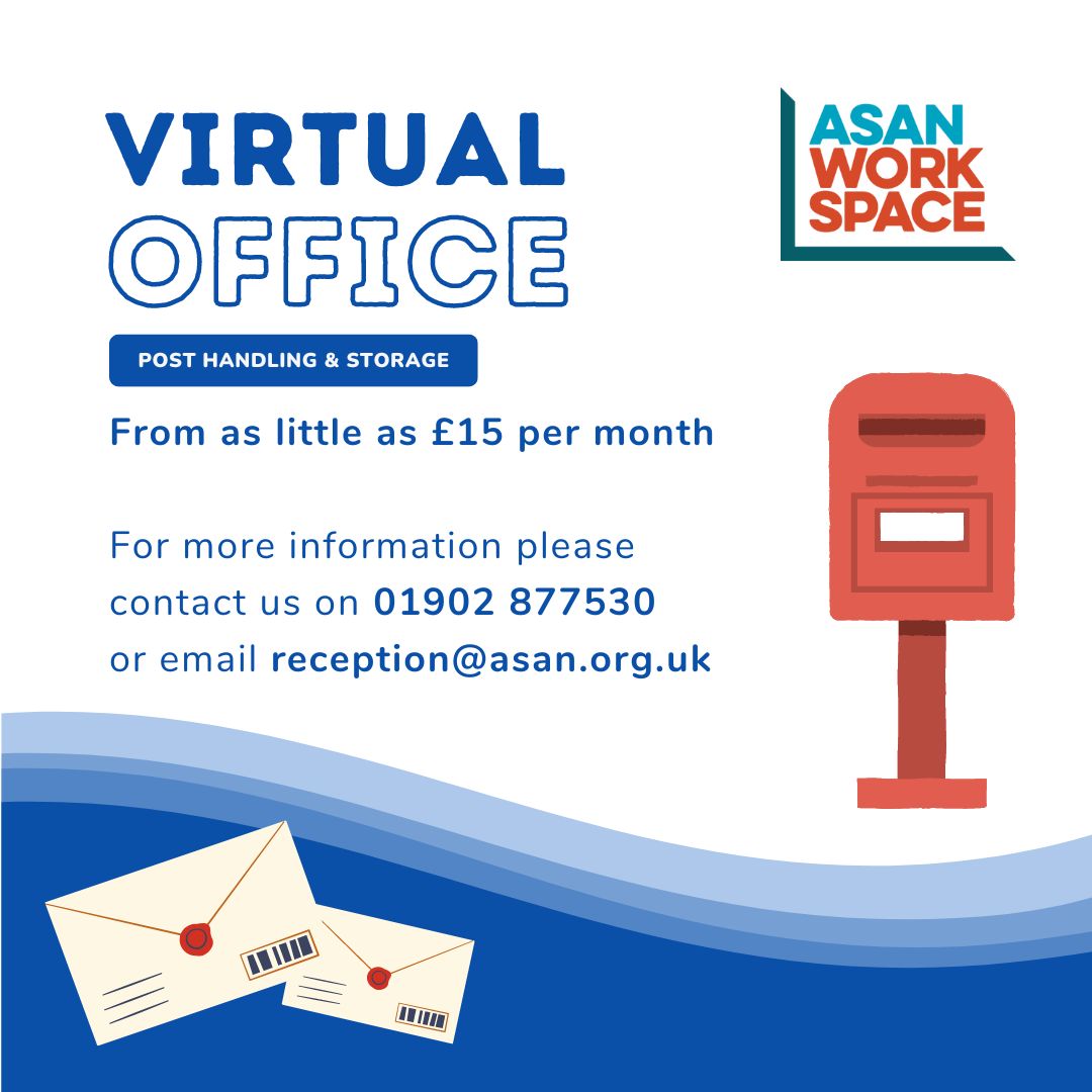 Did you know, we have a Virtual Office Service available for as little as £15 per month? 🤯 For more information on this service, please contact us on 01902 877530 or reception@asan.org.uk ✉️