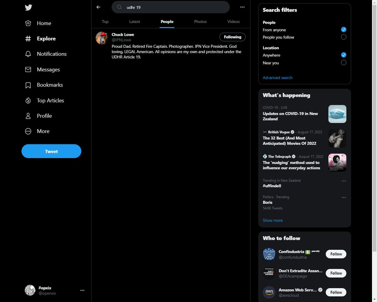 openxix's tweet image. Got to say, we're impressed - the only person on twitter with #UDHR19 in their profile ?

Nice work @IPNLowe !

Or can we only see one profile because we're a new account ? 

#tbc 
#followup