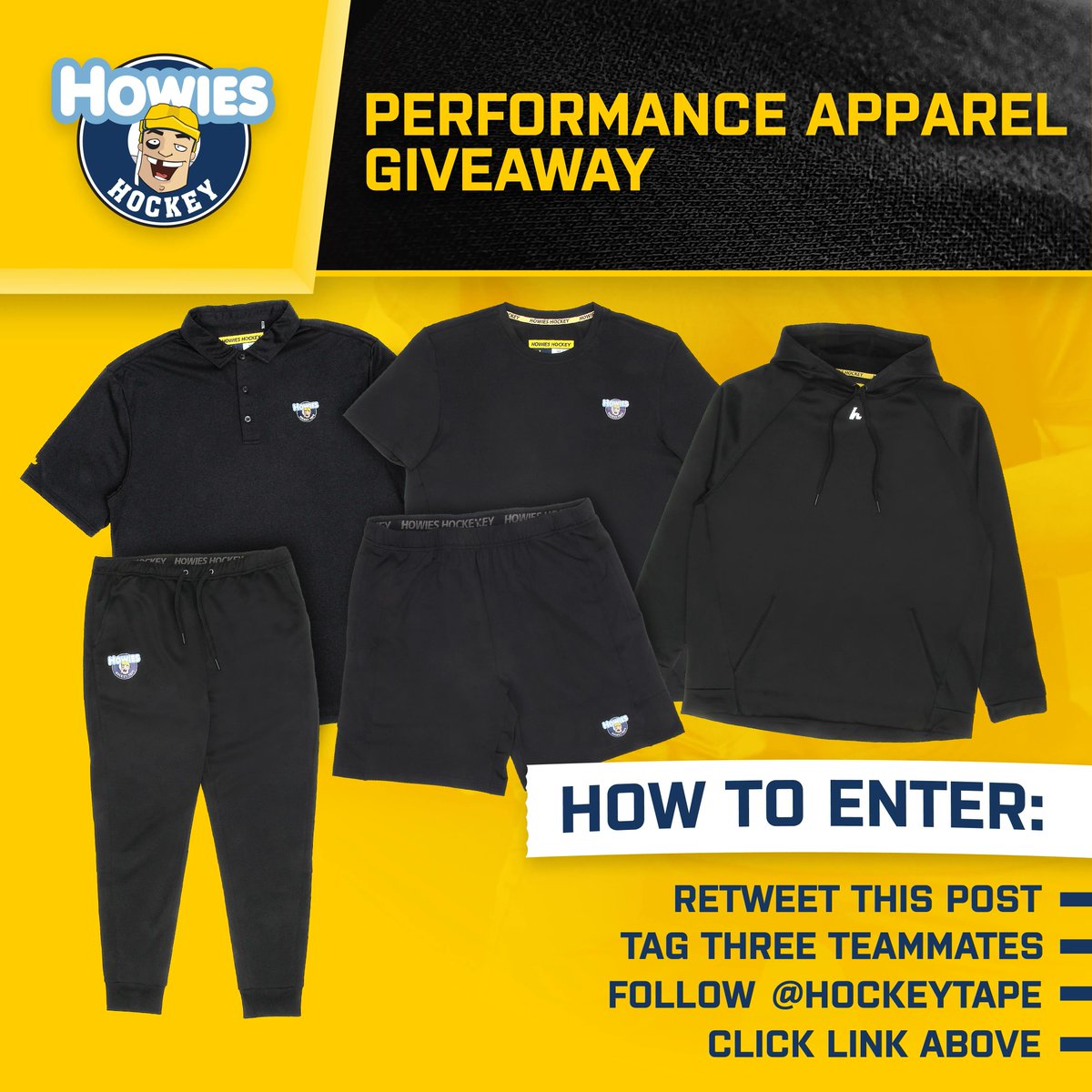 hockeytape's tweet photo. We wouldn't be the greatest company in the world if we didn't give away free stuff to all of you all the time! 😎 This month, we are proud to be giving away one of each of our BRAND NEW Howies Performance Apparel Items! Follow the instructions to enter for your chance to win! 👇 https://t.co/voYkXEeiq5