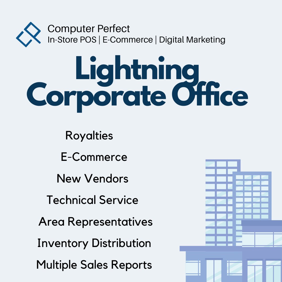LightningPOS's tweet image. Lightning Corporate Office allows our multi-store retailers and national franchise operators to 
control their network of locations from a single dashboard in real-time. 

For more information: computerperfect.com/lightning-corp…