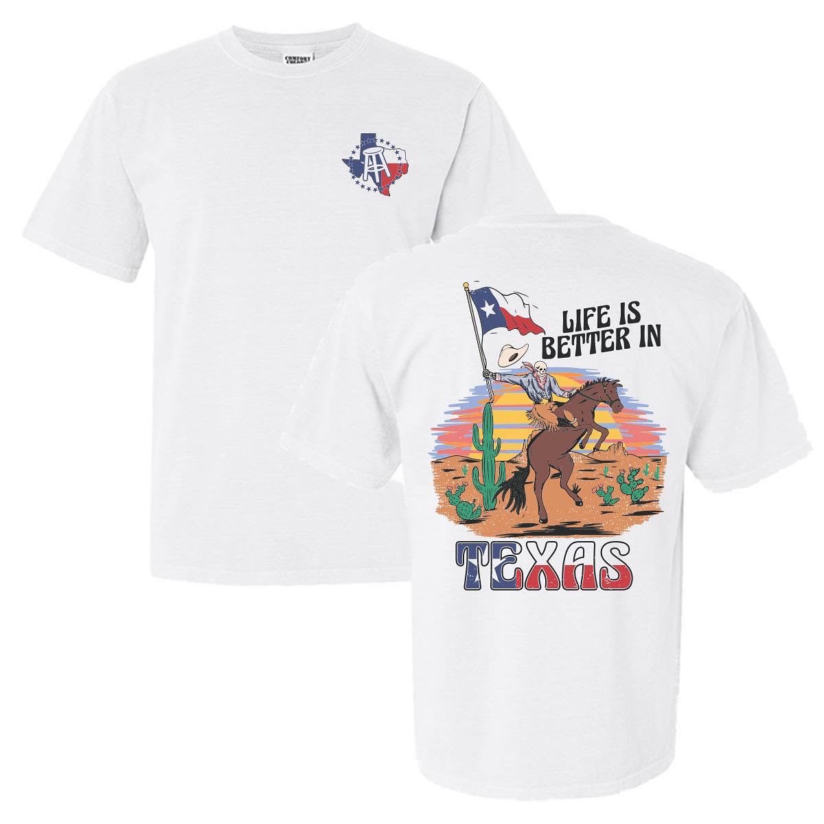 The best food, the best sports, the best music, everything about Texas is just BETTER. Go get your “Life Is Better In Texas.” store.barstoolsports.com/products/life-…