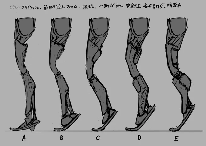 ボクサー用股義足検討。フットワークを軽くするための爪先立ち重視の形状。 