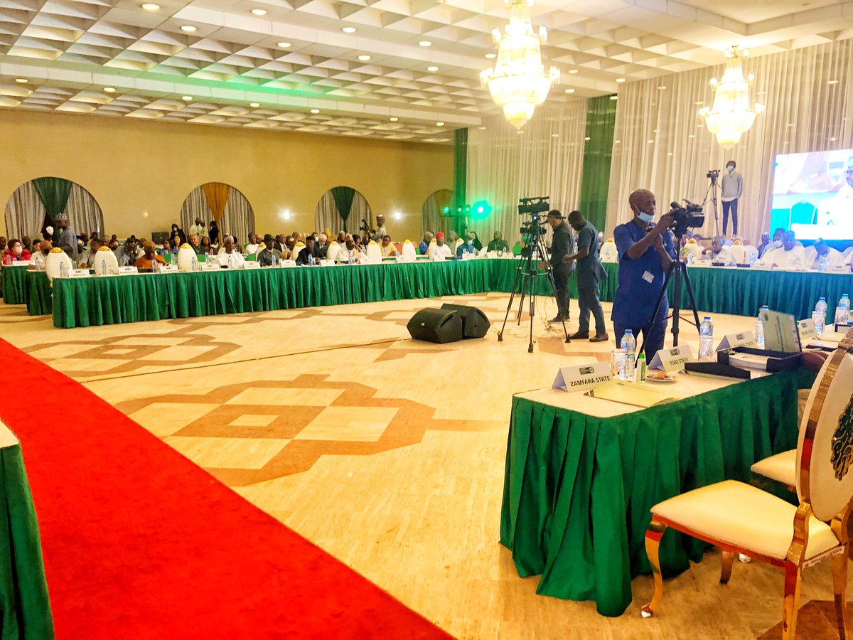 NGFSecretariat's tweet photo. #HappeningNow: The 36 Governors are meeting to address issues significant to the nation.

This includes….

👉🏾Launch of the Primary Healthcare Leadership Challenge Fund
👉🏾Launch of the States Charter on SFTAS Reform Sustainability https://t.co/LPsi48Ose2