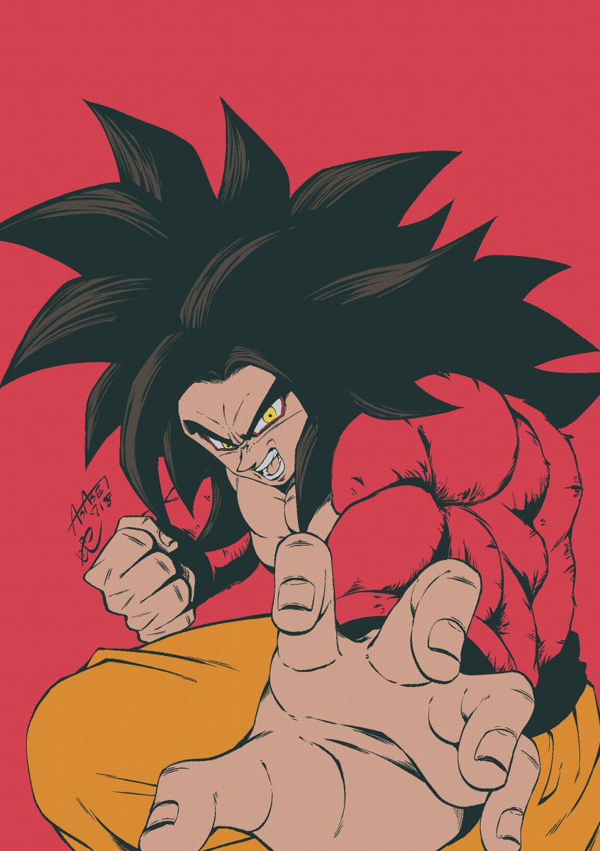 son goku 1boy male focus solo body fur spiked hair muscular yellow eyes  illustration images