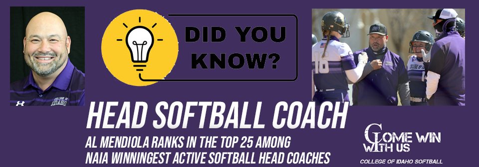 YoteAthletics's tweet photo. DID YOU KNOW? @YoteSoftball head coach Al Mendiola ranks in the top 25 among NAIA Winningest Active Softball Head Coaches with 475 wins. #ComeWinWithUs https://t.co/g9Q5lN4Wch