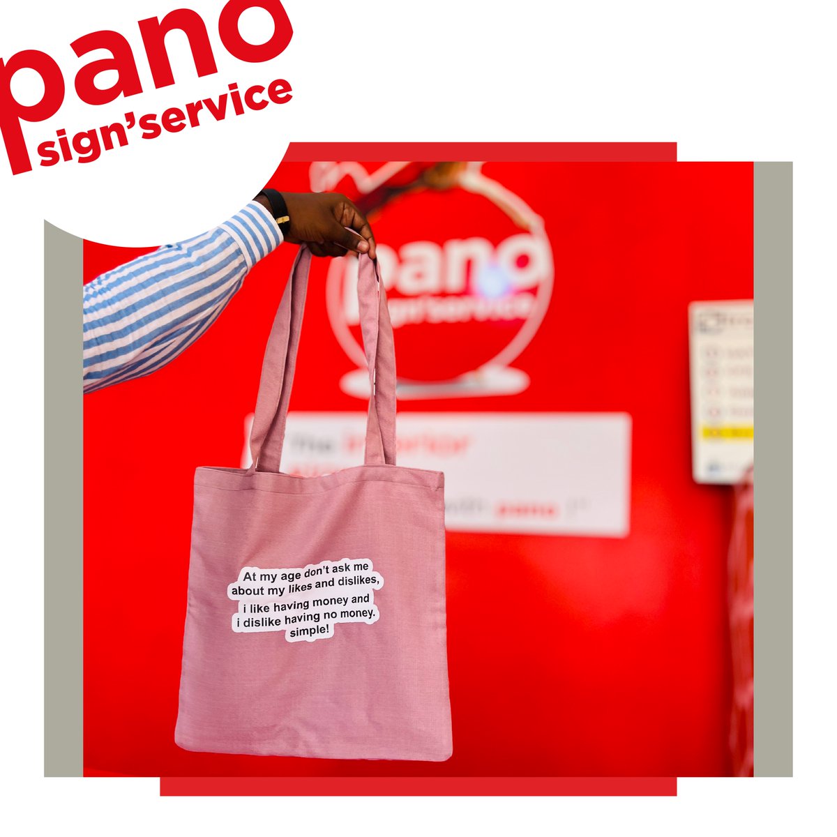 Waa tariiqad (tote bags) ka sameysan maro oo aan ku daabacnay erayo dhiirrigelin oo uu mid kamid ah macaamiisheenna noo keensaday. Noogu kaalay 𝘅𝗶𝗿𝗳𝗮𝗱 𝘀𝗮𝗿𝗲 𝗶𝘆𝗼 𝗵𝗮𝗹𝗮𝗯𝘂𝘂𝗿 𝘄𝗮𝗻𝗮𝗮𝗴𝘀𝗮𝗻 iyo farsamo tayeysan.

📍PANO Mogadishu
📱0619277708