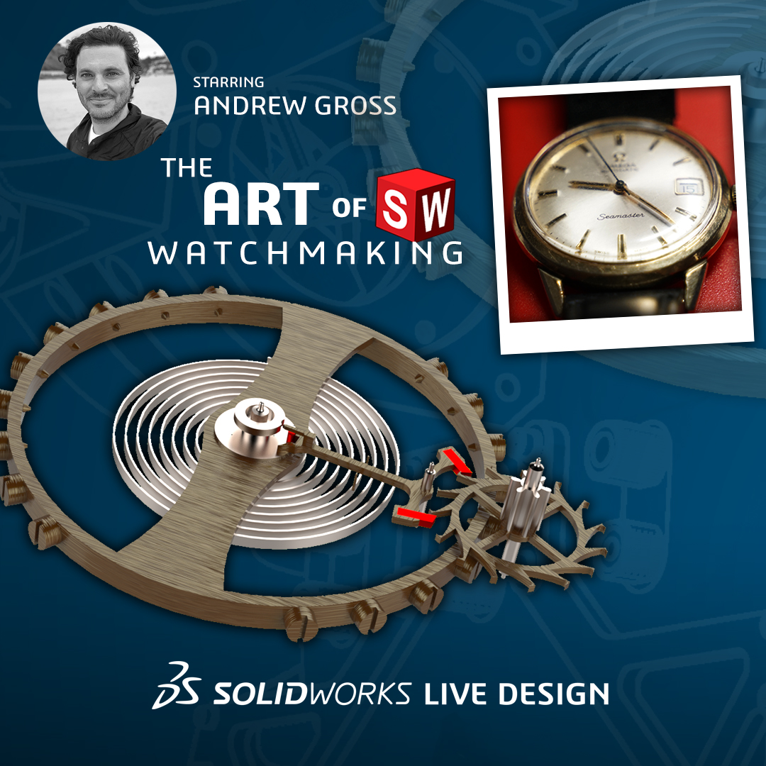 SOLIDWORKS's tweet photo. Time is ticking until the next episode of SOLIDWORKS LIVE Design ⌚ Join our engineers TODAY at 12PM EST to see how you can design a watch with #SOLIDWORKS 📺 #SWLive