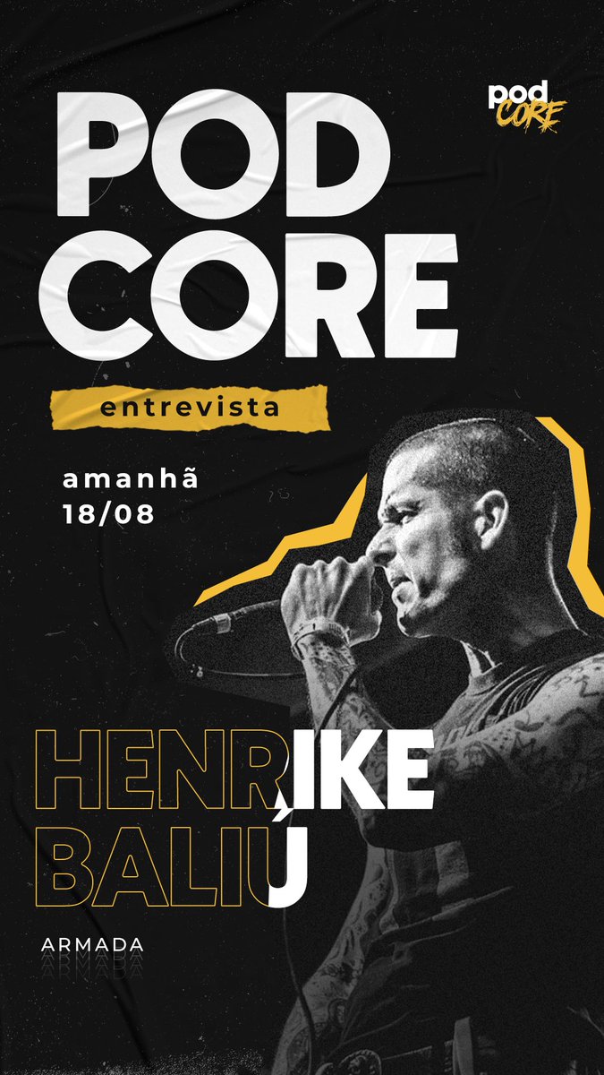 podcorepodcast's tweet photo. Amanhã vamos bater um papo com o grande Henrike Baliú, vocal da banda Armada, e ex-Blind Pigs. Fiquem ligados! 🔥 https://t.co/FESQt5budv